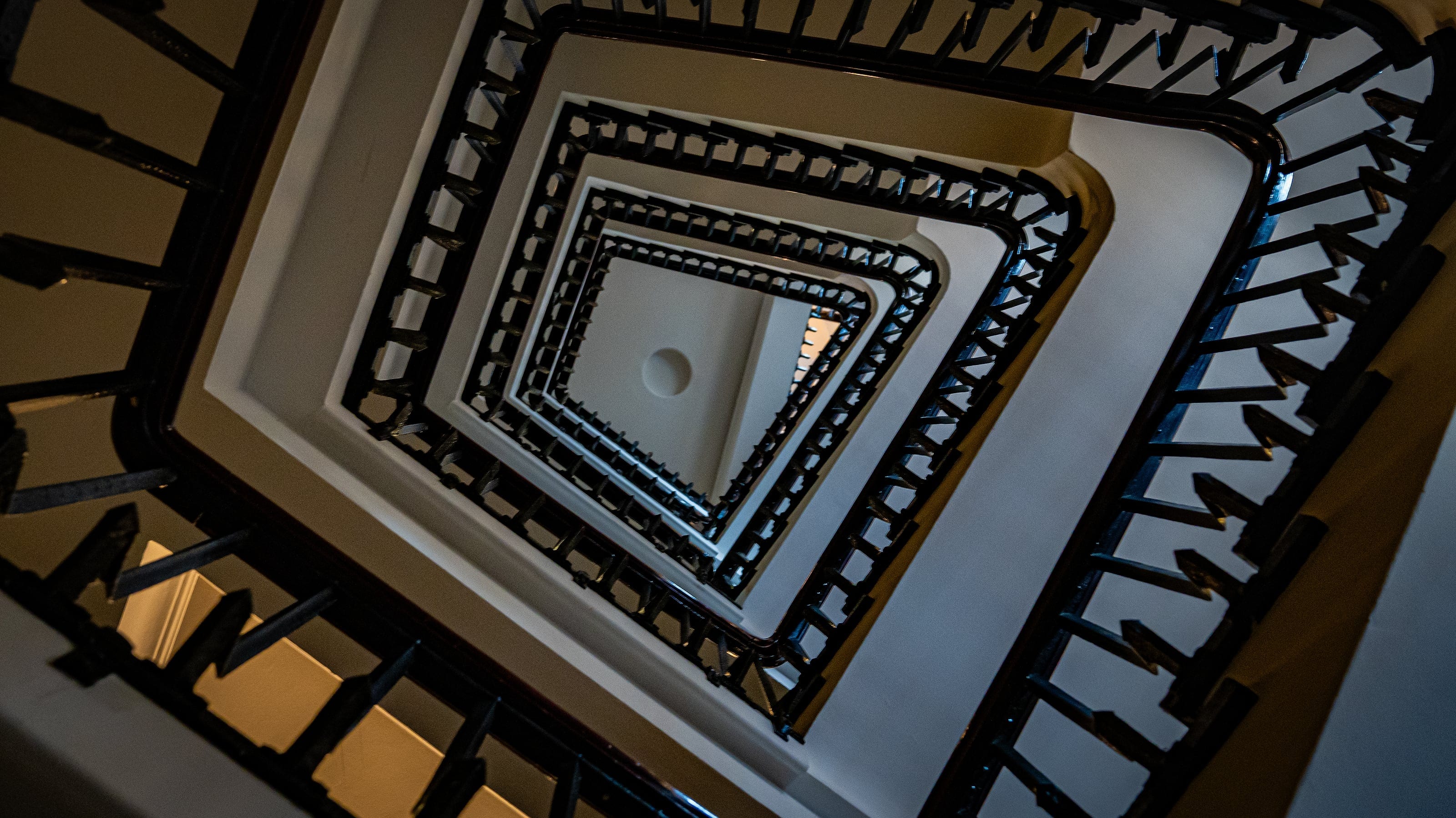 A spiral staircase seen from above